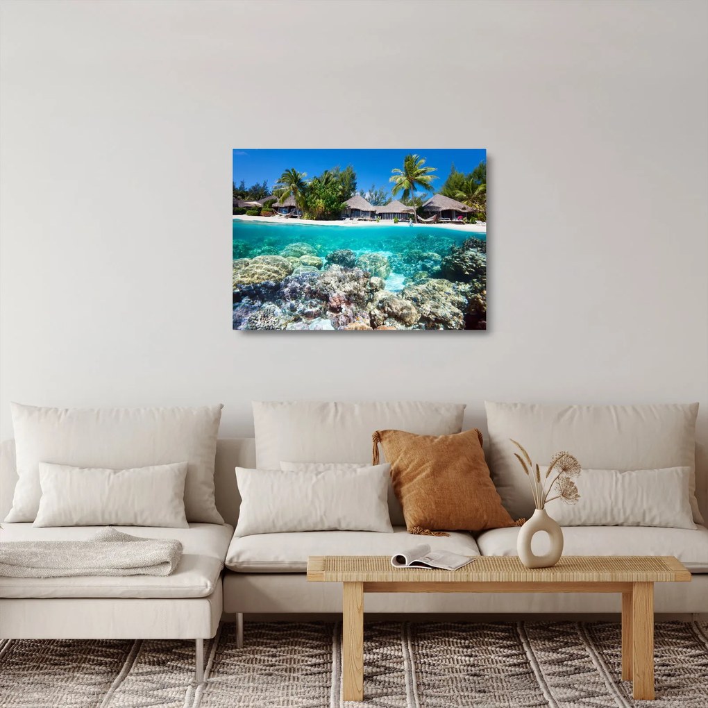 Tengerpart a trópusi szigeten képe (üvegen) (70x50 cm)