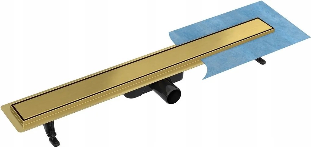 Lineáris lefolyó Besco Virgo Gold Duo 90 cm Arany Csiszolt 56l/min 2in1