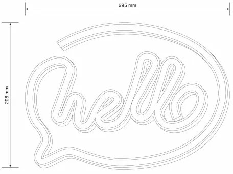 LED Neon falidekoráció HELLO 3W USB, rózsaszín, 3xAA