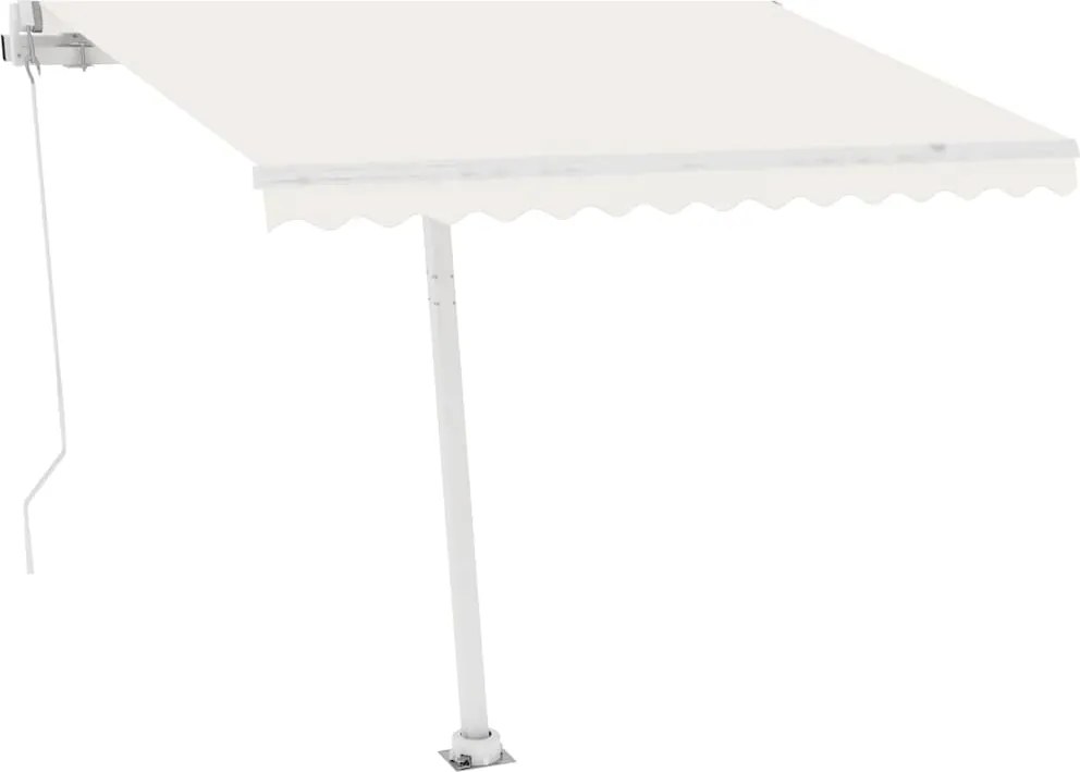 vidaXL krémszínű kézzel kihúzható póznás napellenző 300 x 250 cm