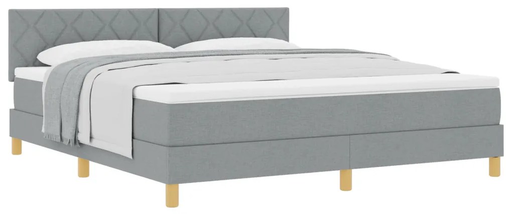Box Spring Ágy matraccal, világosszürke, 180x200 cm, szövet