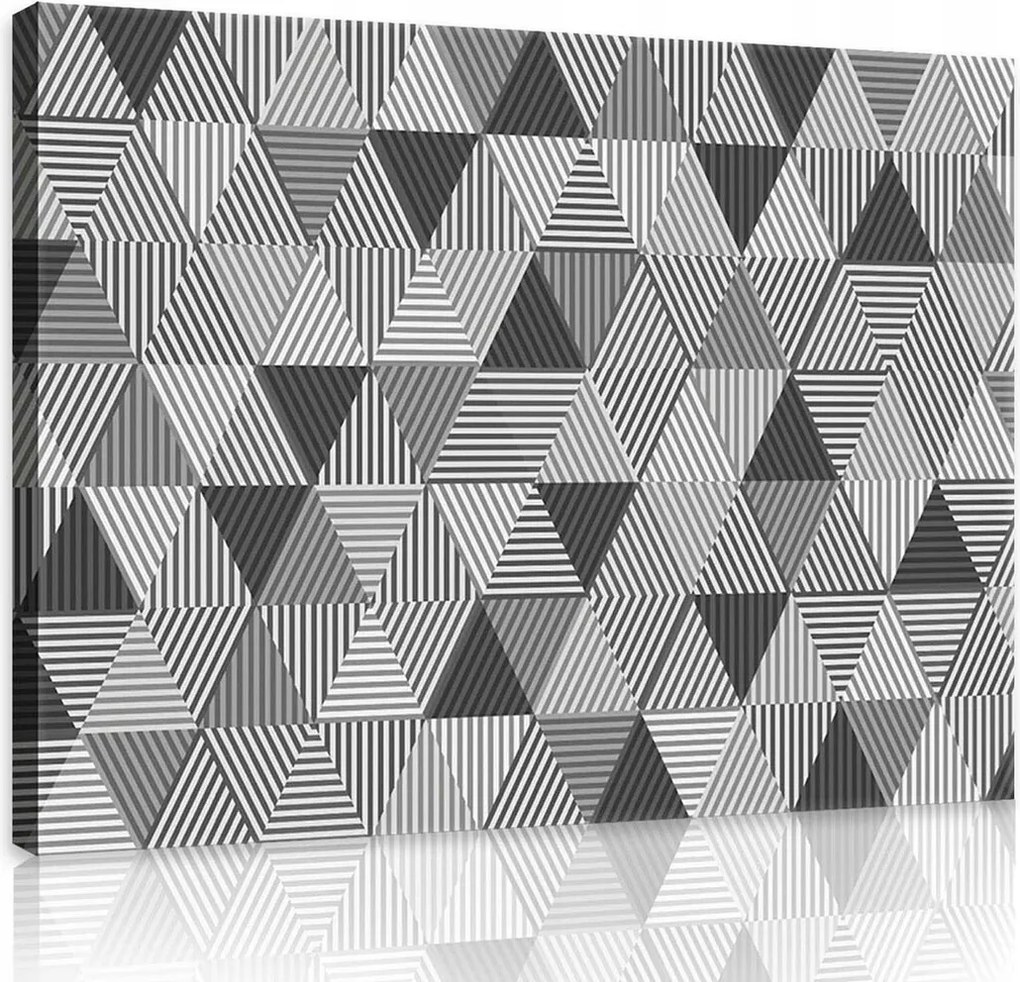 Vászonkép 80x60 Geometrikus minta háromszögek csíkok fekete-fehér absztrakt