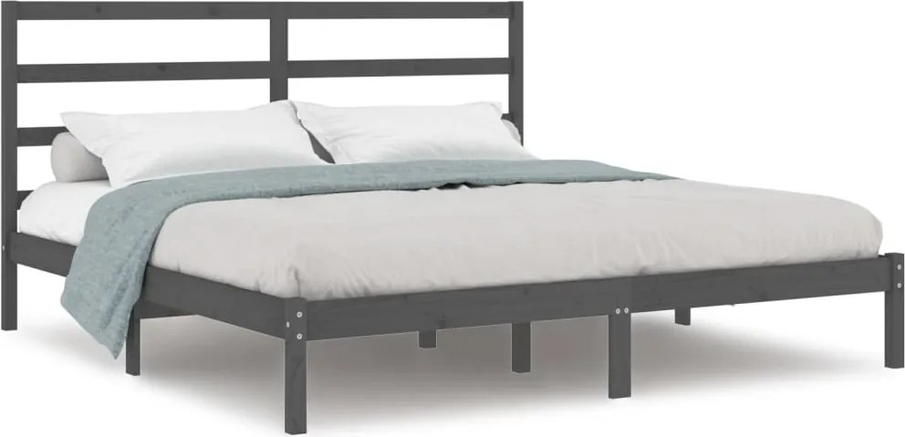 vidaXL szürke tömör fenyőfa ágykeret 200 x 200 cm