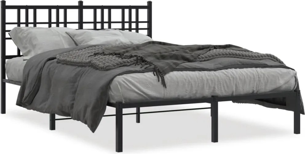 vidaXL fekete fém ágykeret fejtámlával 120 x 190 cm