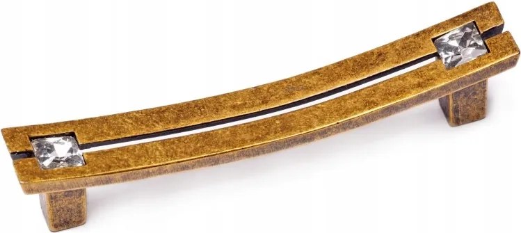 Bútorfogantyú CD6710 64MM Régi arany kristályokkal Antik Bronz Retro