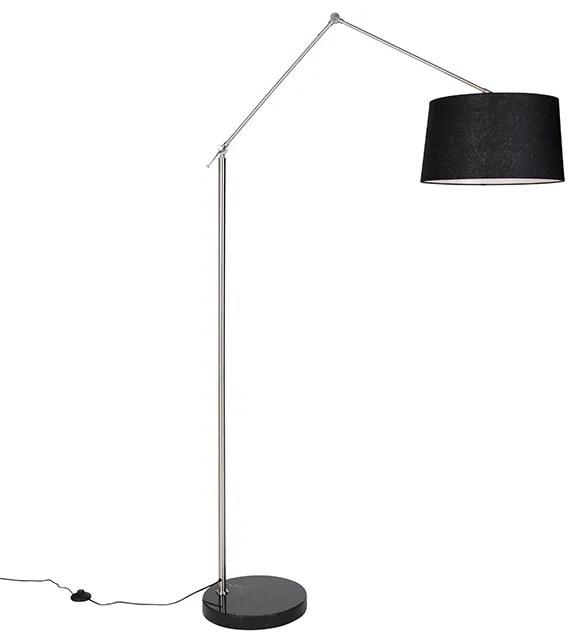 Modern állólámpa acélból, fekete vászon árnyékolóval 45 cm - Editor