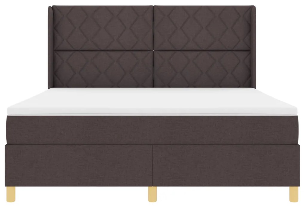 Boxspring Ágy Matrac Fekete Barna 180x200 cm Szövet