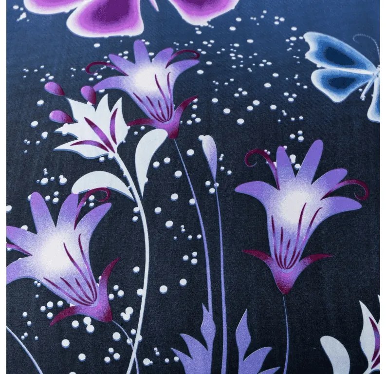 Mikroszálas ágynemű VIOLET BUTTERFLY sötétkék Ágyneműhuzat mérete: 70 x 90 cm | 140 x 200 cm