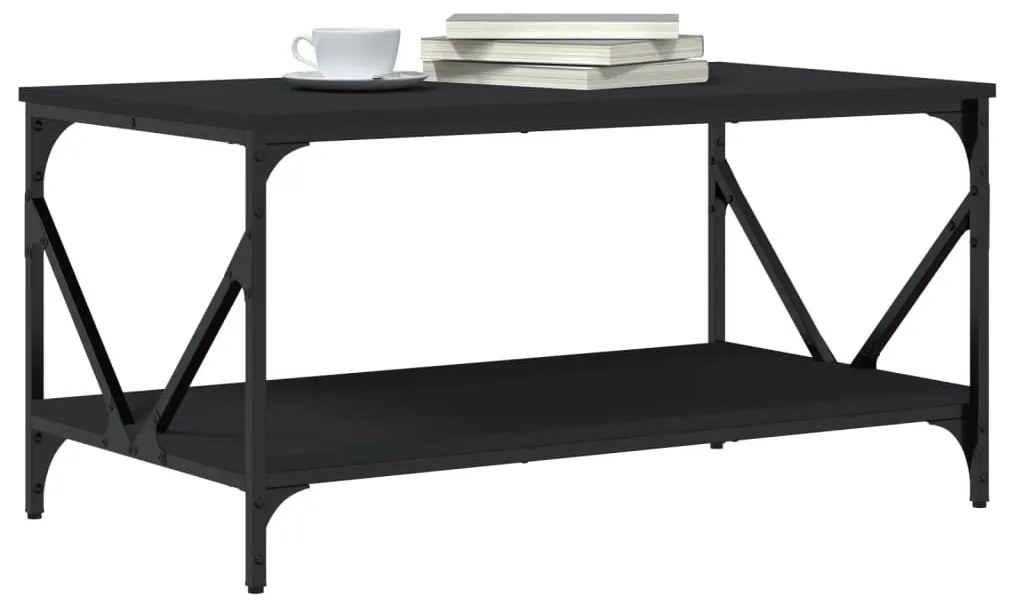 Fekete szerelt fa dohányzóasztal 90 x 50 x 45 cm