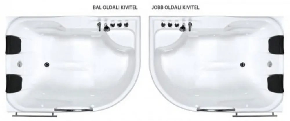 Dublo Hydro aszimmetrikus hidromasszázs kád, 180x130 cm-es méretben csapteleppel