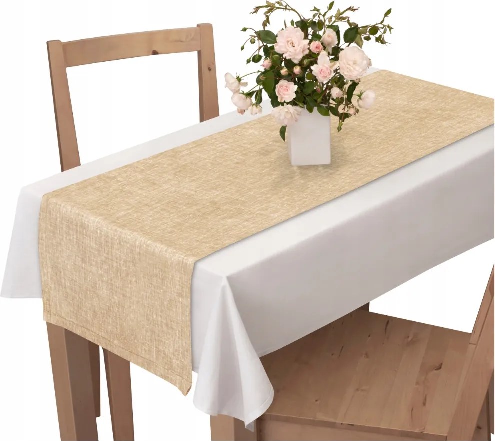 Minimalista Asztalterítő 40X180 Abrosz Lenvászon Mintás Bézs
