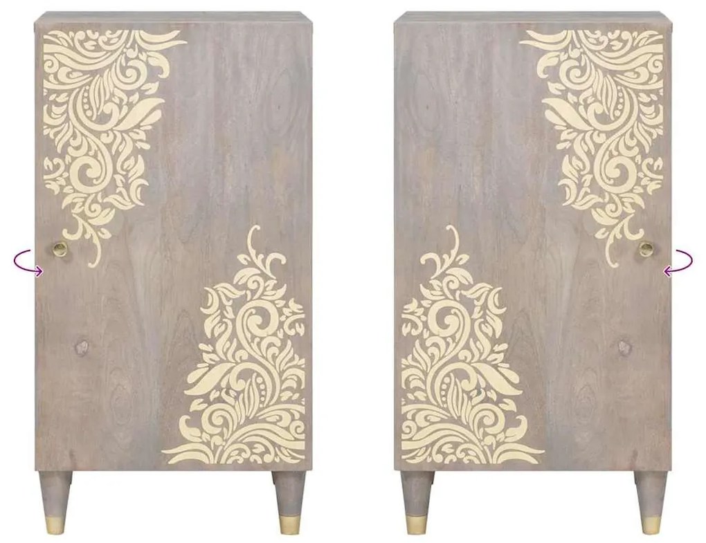 Széf polcokkal Szürke és Arany 40 x 33.5 x 75 cm Tömör mangófa