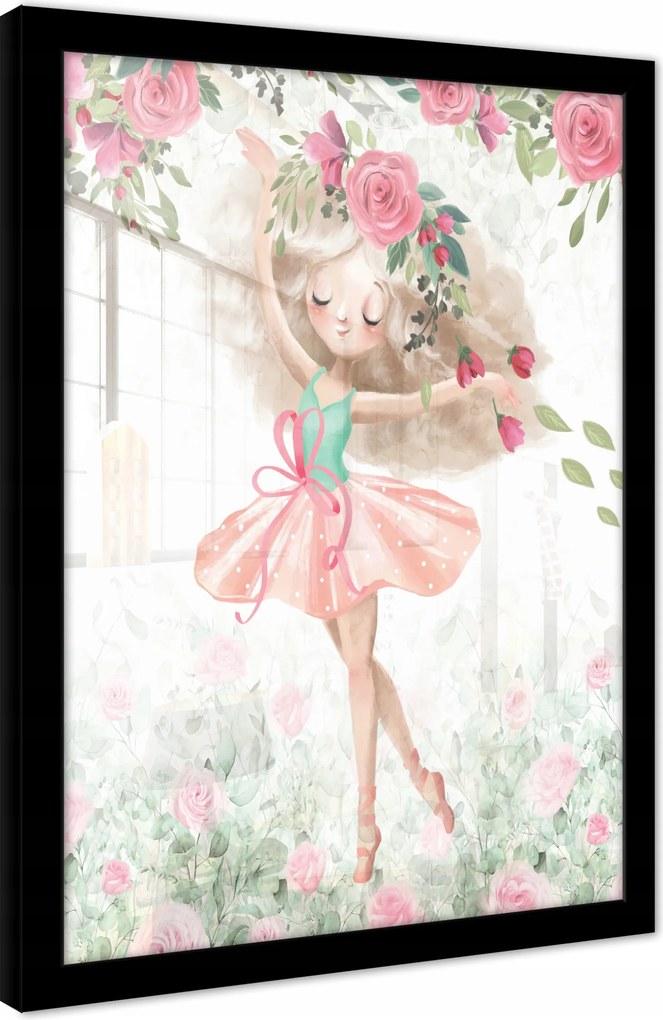 Vászonkép Gyerekszobába Lányok Balerina Poszter Keretben 100x70