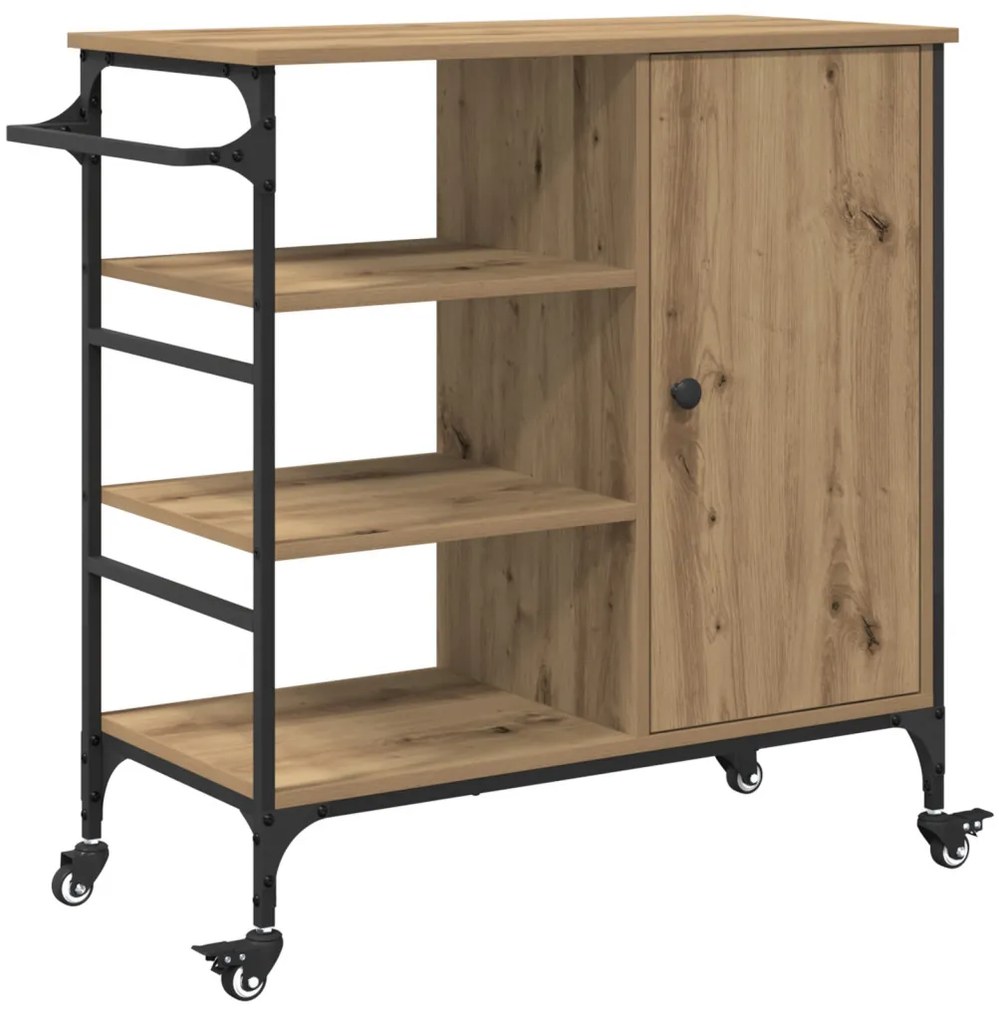Konyhai Kocsi Tömör Tölgy 87.5x38.5x84.5 cm Szerelt Fa