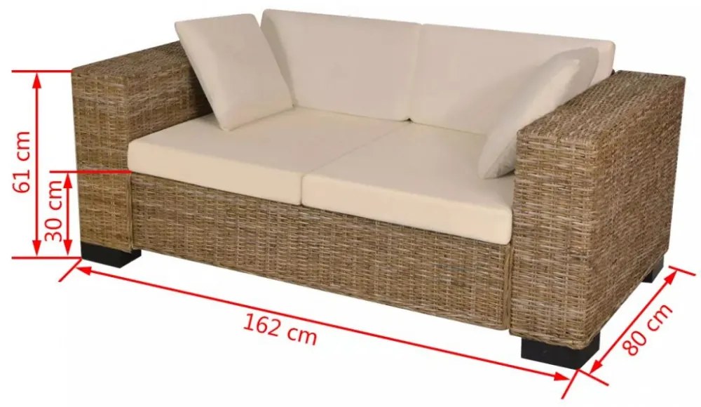 7 darabos kétszemélyes valódi rattan kanapé szett