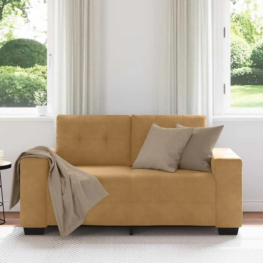 barna bársony loveseat kanapé 120 cm