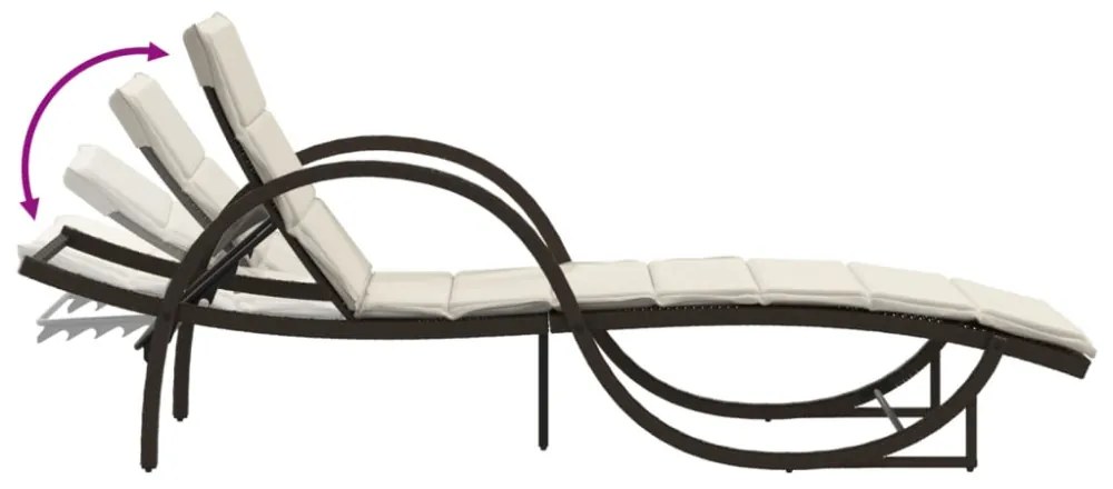 2 db barna polyrattan napozóágy asztallal