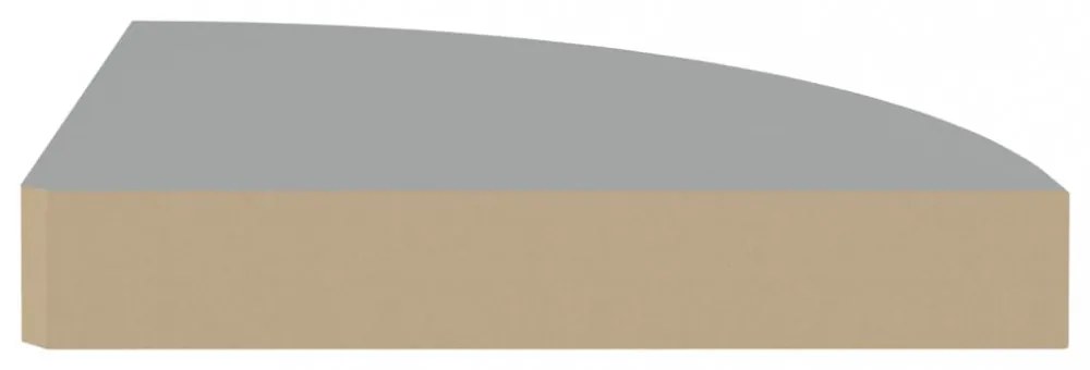2 db szürke MDF lebegő sarokpolc 25 x 25 x 3,8 cm