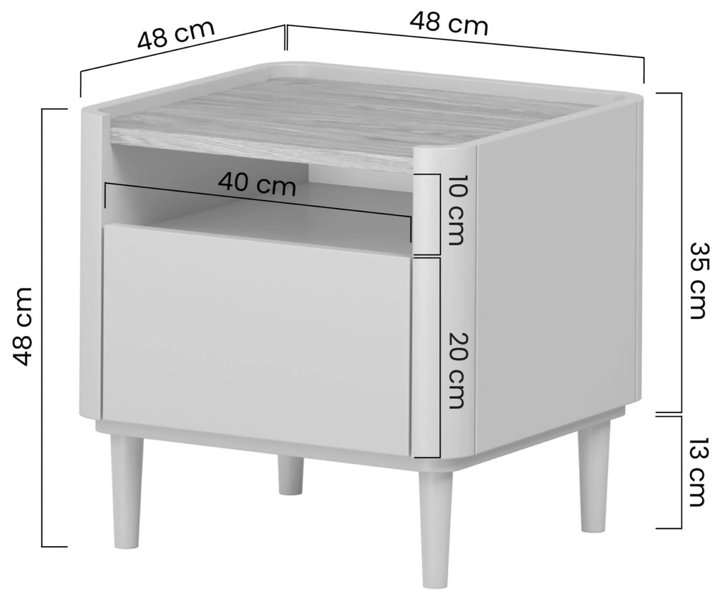 Elivo éjjeliszekrény 50 cm fiókos - kasmír / olajozott tölgy