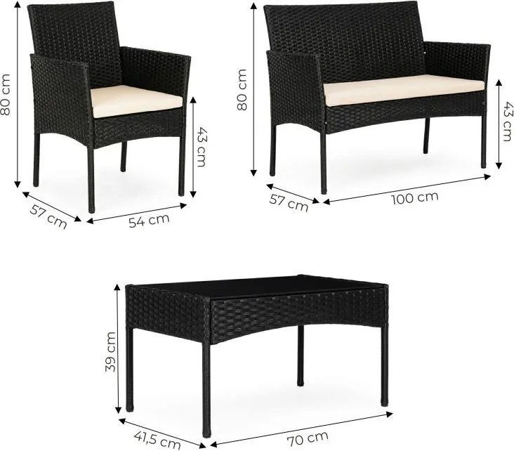 Modern kerti rattan ülőgarnitúra asztallal