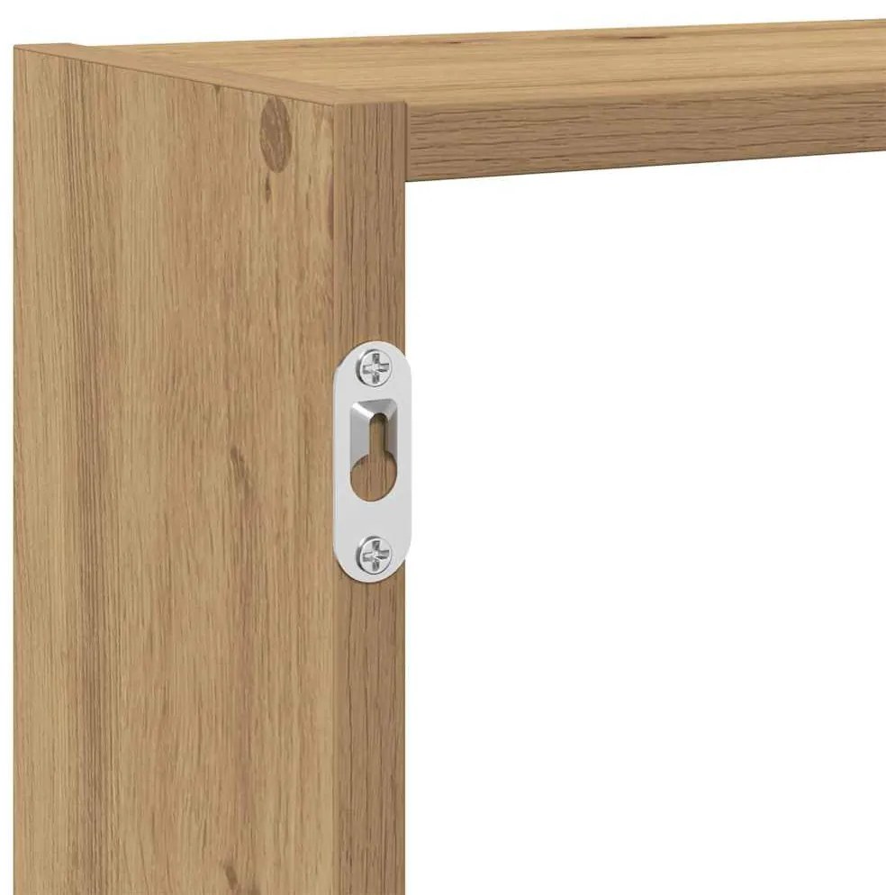 kézműves tölgy színű szerelt fa fali kockapolc 7 rekeszes színű