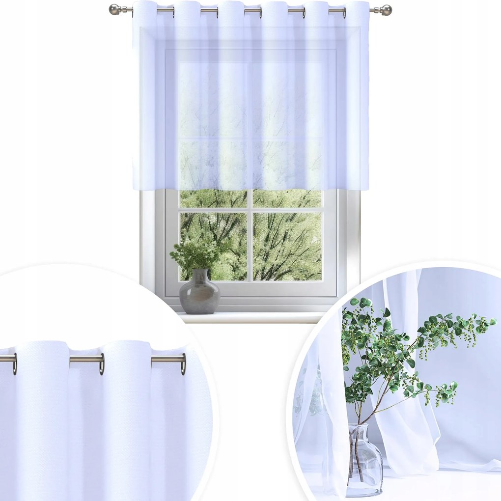 Függöny Kész Fátyol Fehér 200x100 CM Függöny Átvezető Függöny