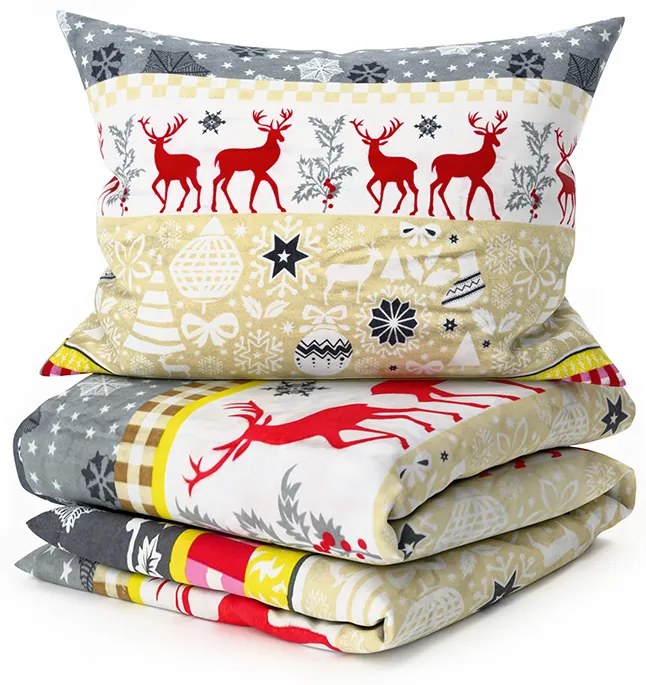 Flanel ágyneműhuzat CHRISTMAS TIME színes Ágyneműhuzat mérete: 2 db 70 x 90 cm | 200 x 220 cm