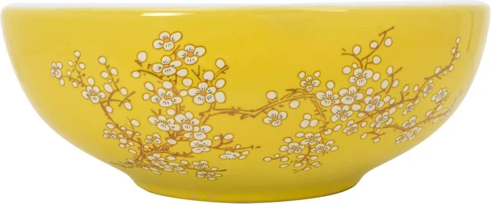 vidaXL fehér és sárga kerámia kerek asztali mosdó Φ41 x 14 cm