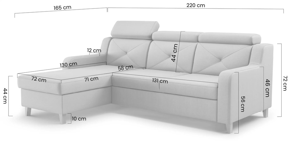 Laksaro balos ágyazható sarokkanapé - sötétbézs Jasmine 25 bársony