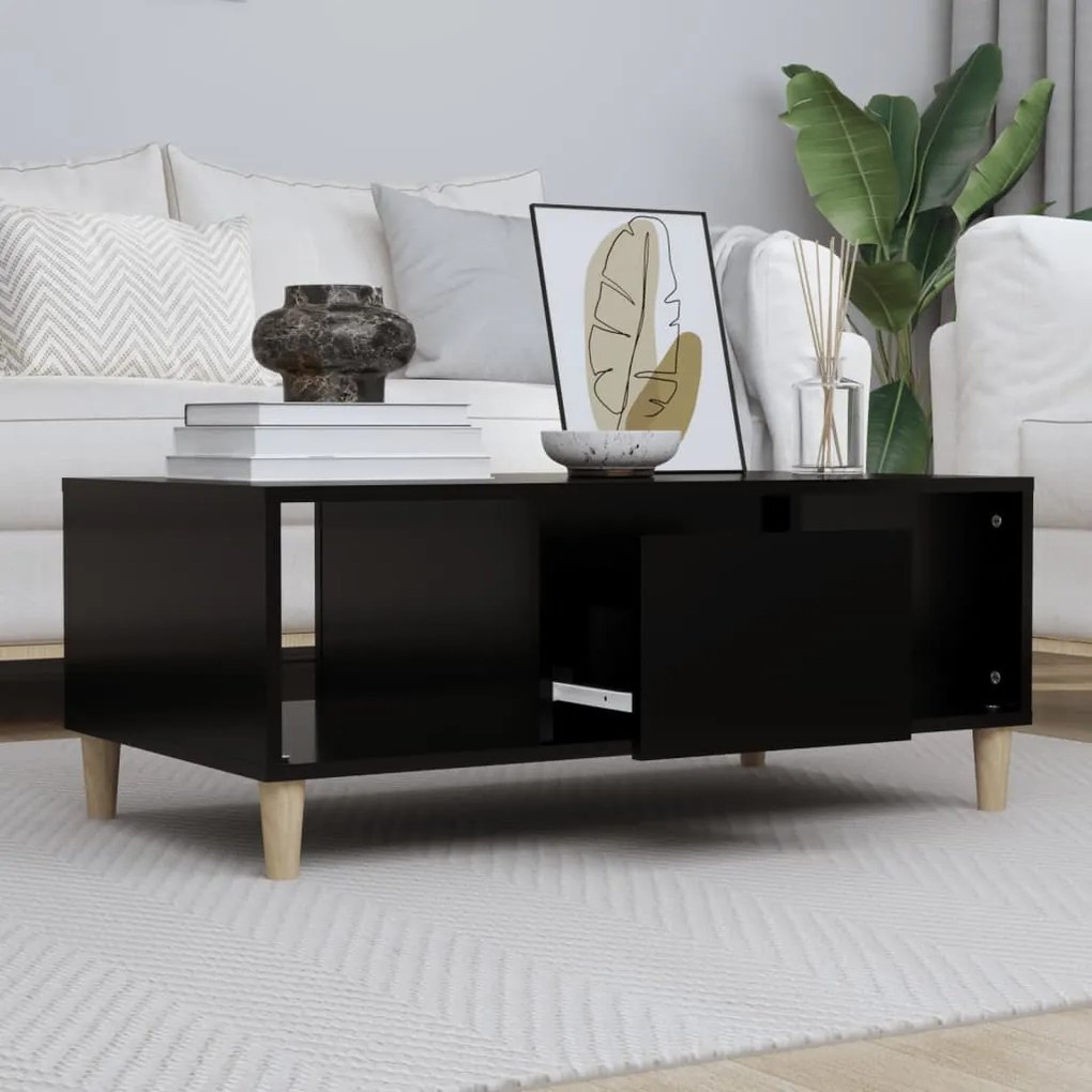 Fekete szerelt fa dohányzóasztal 90x50x36,5 cm