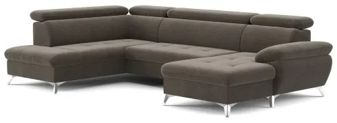 CATANIA baloldali barna U-alakú sarokkanapé tárolóval, ággyá nyitható