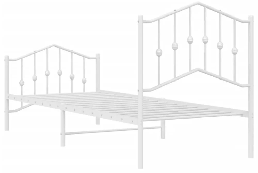 fehér fém ágykeret fej- és lábtámlával 90 x 200 cm