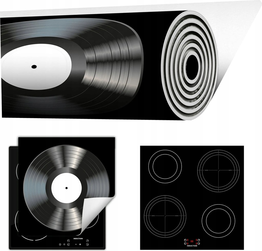 Tűzhelyvédő Szőnyeg Feltekerhető Asztallap 50x52 fekete vinil