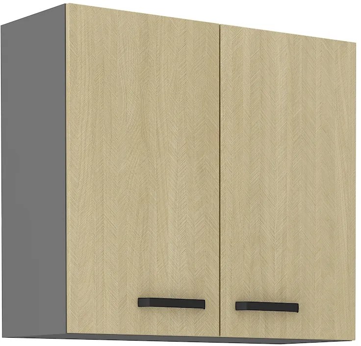 Felső konyheszekrény Scarmi 80 G-72 2F (Antracit + Herringbone scandi). 1049775
