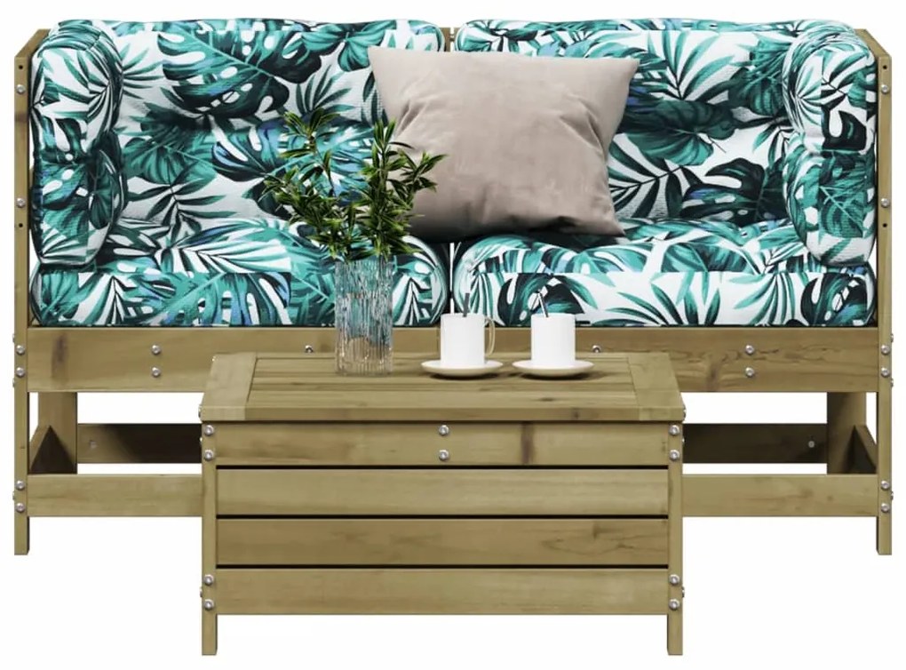 vidaXL 3 részes impregnált fenyőfa kerti ülőgarnitúra párnával