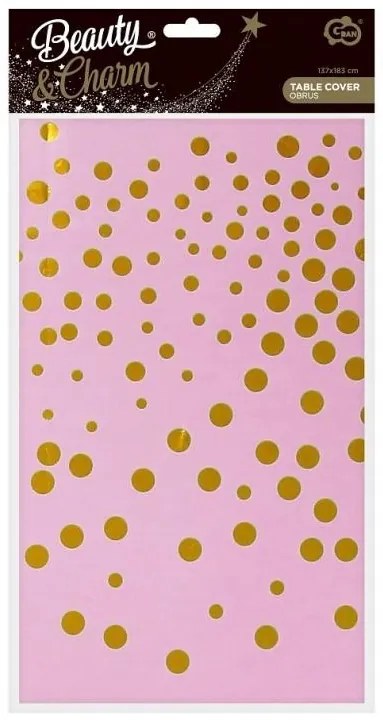 Rózsaszín B&C Gold Dots fólia asztalterítő 137x183 cm