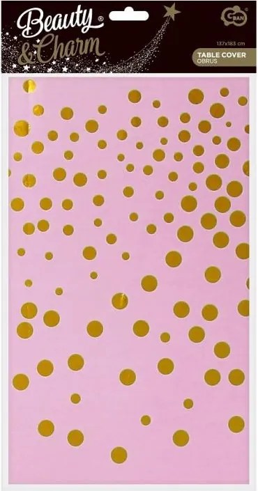 Rózsaszín B&C Gold Dots fólia asztalterítő 137x183 cm