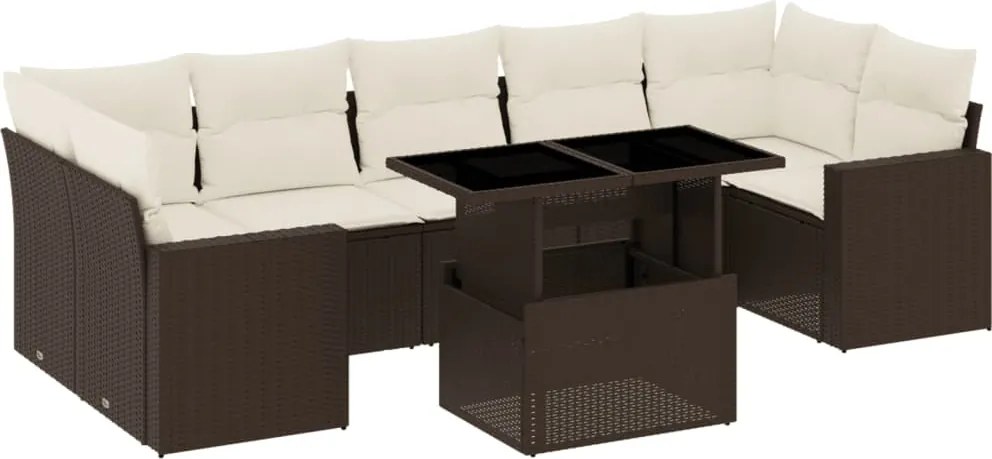 vidaXL 8 részes barna polyrattan kerti ülőgarnitúra párnákkal