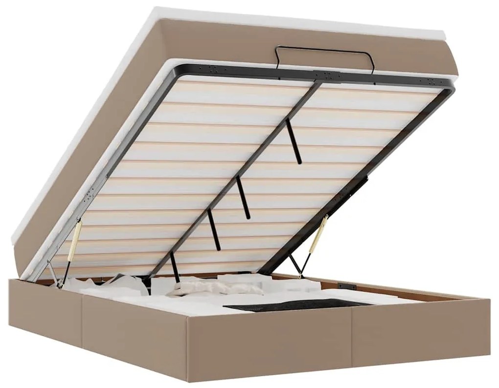 Ottomán ágykeret matraccal Cappucino 140x200cm műbőrrel