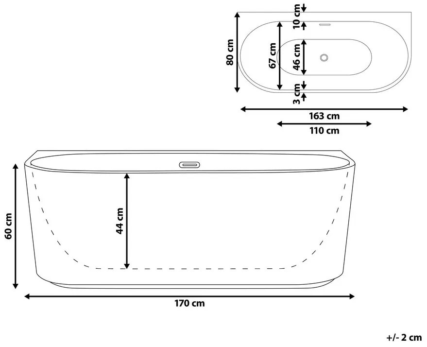 Fekete fürdőkád 170 x 180 cm GOCTA Beliani
