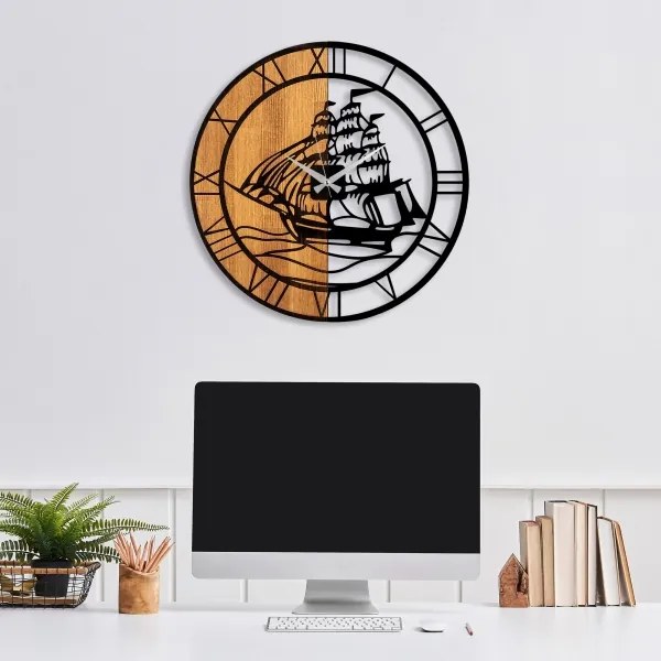 Fali óra 56 cm átmérő, 1xAA, fa/fém kivitel