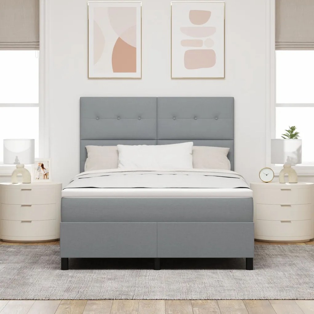 Box Spring Ágy Matraccal Világosszürke 140x200 cm Szövet