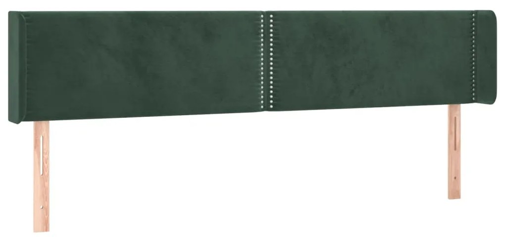 sötétzöld bársony szárnyas fejtámla 163x16x78/88 cm