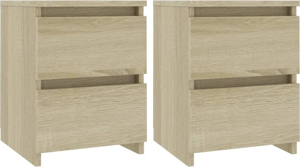 vidaXL 2 db sonoma tölgy színű szerelt fa éjjeliszekrény 30x30x40 cm