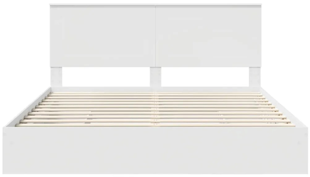 vidaXL Tárolós Ágy fejtámlával fiókkal Fehér 200 x 200 cm Faanyag