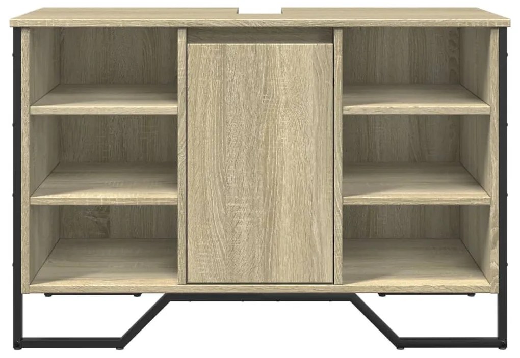 sonoma tölgy szerelt fa fürdőszobai mosdószekrény 91x35x60 cm