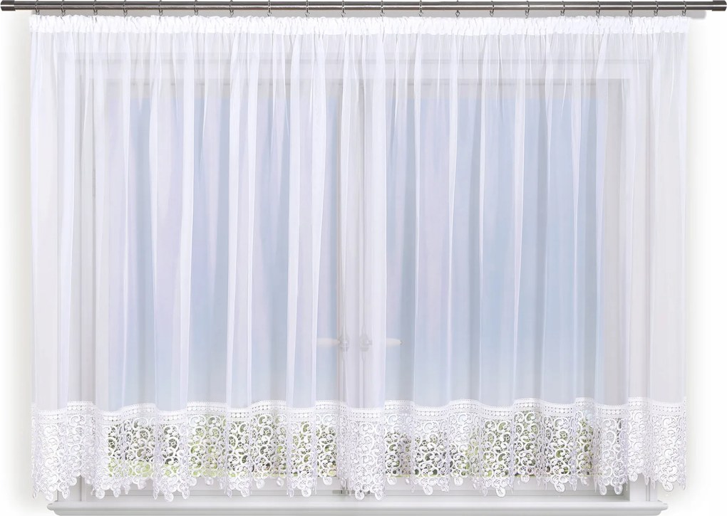 Készfüggöny 500x120, egyenes, fátyol, gipiura 15 cm