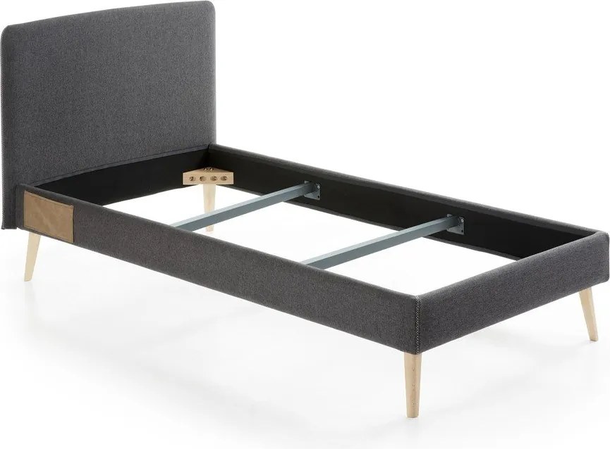 Lydia sötétszürke kárpitozott ágy, 90 x 190 cm - Kave Home