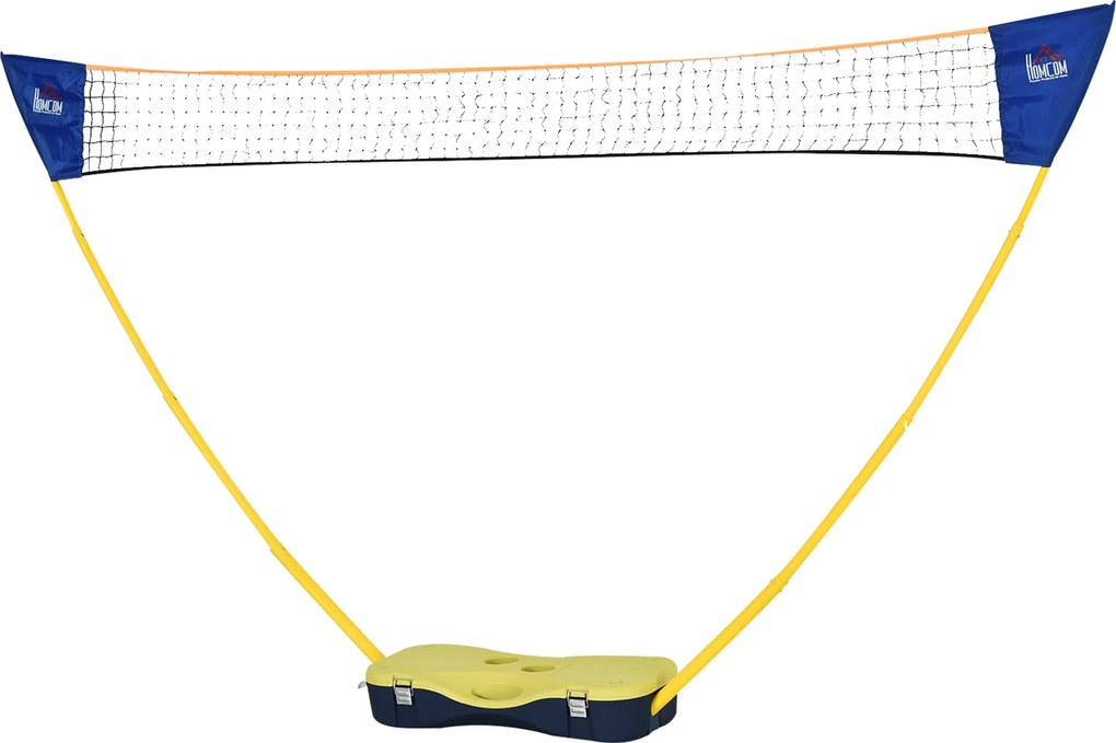 HOMCOM Tollaslabda Háló Állvánnyal, Hordozható Tollaslabda Háló Állvány 4 Tollaslabdával, Kültéri Sportok, Sárga+Kék, 286 x 33 x 157 cm | Aosom