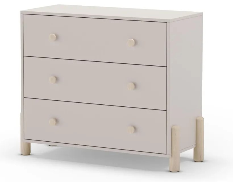 Krémszínű borovi fenyő alacsony gyerek komód 90x80 cm Enola – Marckeric